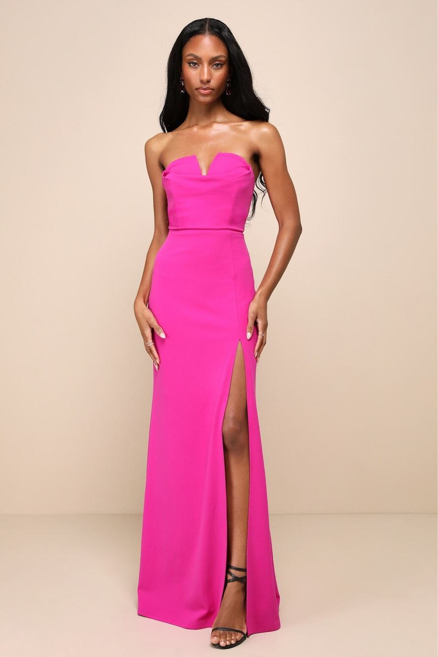 NWT Lulus Effortless Radiance Magenta Strapless Mermaid Maxi Dress Size Large